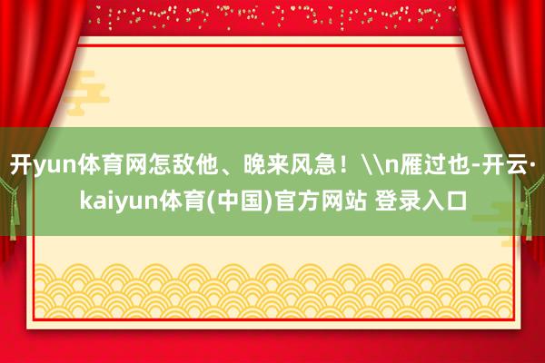 开yun体育网怎敌他、晚来风急！\n雁过也-开云·kaiyun体育(中国)官方网站 登录入口
